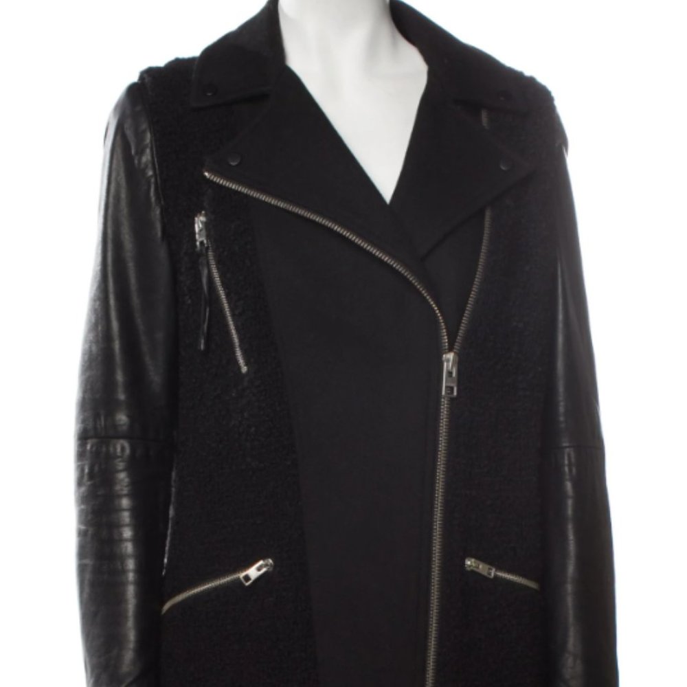All Saints Leather & Wool Biker Jacket